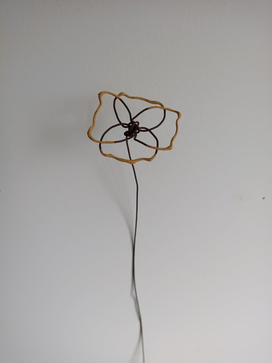 Flor Artesanal em Arame Reciclado – Pintada com Geotintas Naturais (Unidade)